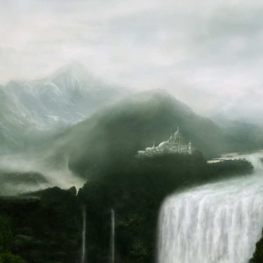Waterfall Matte Painting